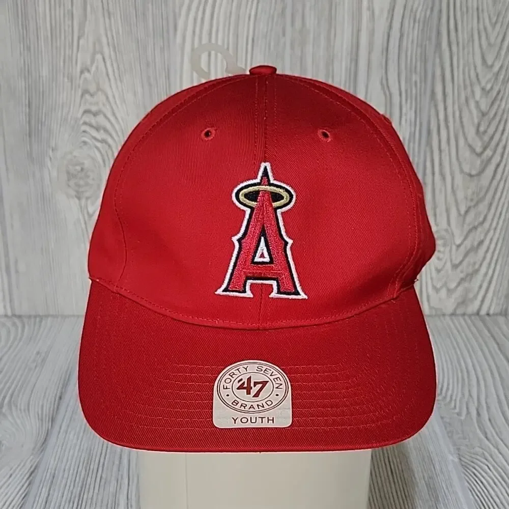 47 Forty Seven MLB Angels Home Rep Cap, Red, Snapback, Sm--Md, Youth